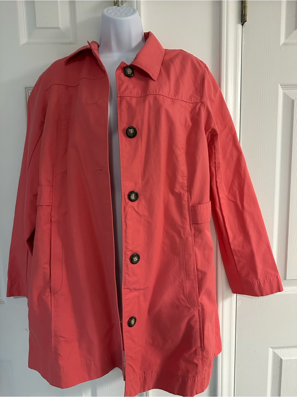 Eddie Bauer Coral Button-Front Raincoat